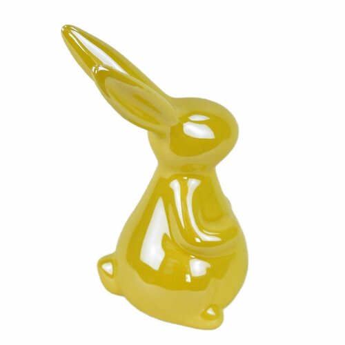 Velikonoční dekorace Žlutý zajíc, keramika, 8,3 x14,3 x 6 cm