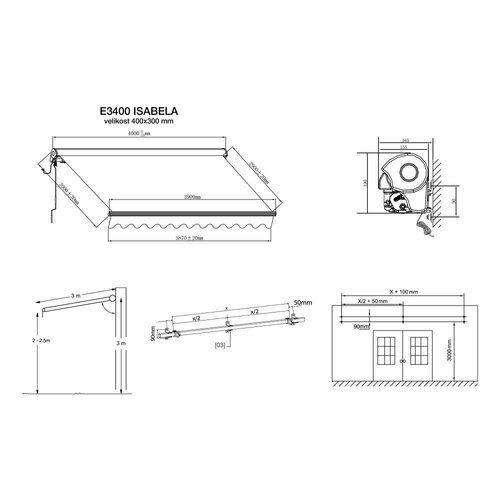 Elektrická kazetová markíza Isabela, 4 x 3 m,béžová
