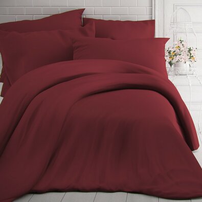 Бавовняна постільна білизна бургунді, 200 x 200 см, 2 шт. 70 x 90 см