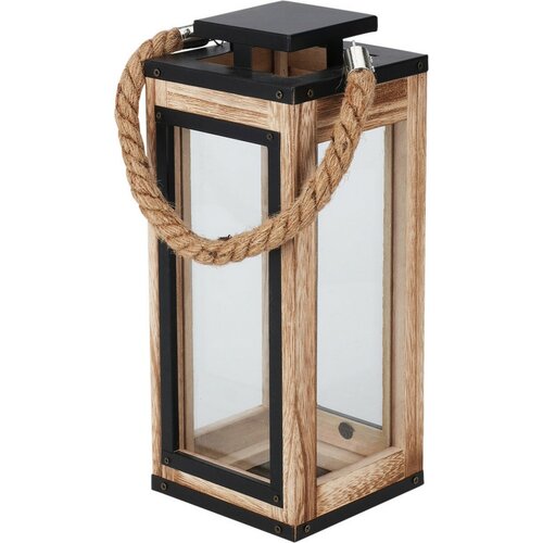 Set of 2 square wooden lanterns