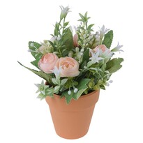 Művirág rózsacsokor virágcserépben narancssárga, 21 cm Művirág rózsacsokor virágcserépben narancssárga, 21 cm