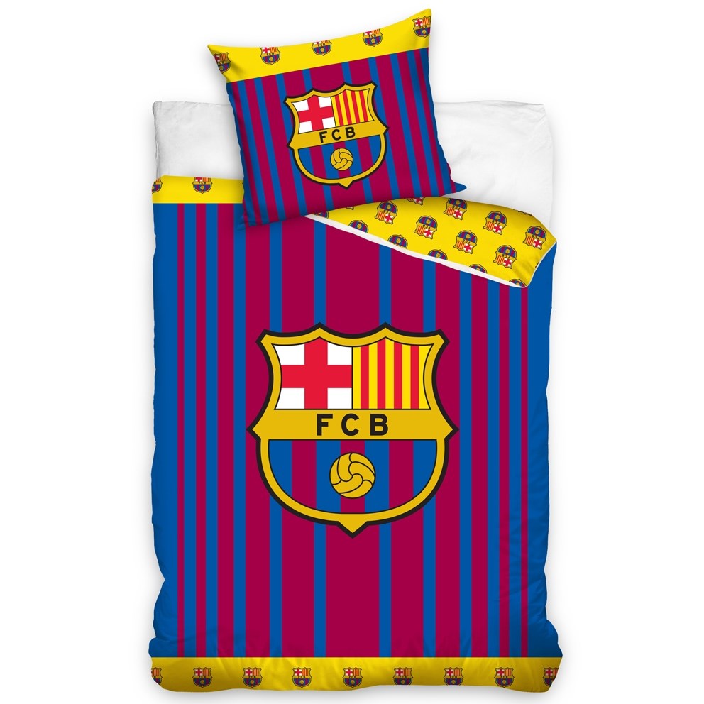 Carbotex Bavlnené obliečky FC Barcelona Vertical, 140 x 200 cm, 70 x 90 cm