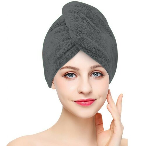 Hitro sušeča frotirana turban za lase siva