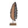 InDecor Fekete mangófa levél talapzaton, 11 x 5 x 35 cm