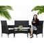 Aldotrade Rattanowy zestaw ogrodowy GardenLine, czarny + kremowe siedziska