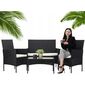 Aldotrade Rattanowy zestaw ogrodowy GardenLine, czarny + kremowe siedziska