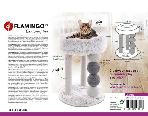 Flamingo Kratzbaum für Katzen DUCHESS, 61,5 cm, grau/weiß