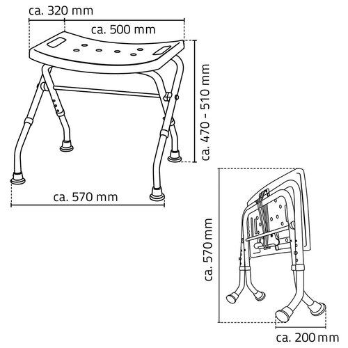 SAPHO A0050301 Taburet pliabil pentru handicapați,alb