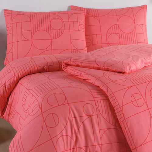 BedTex pamut ágynemét Geo Sunset Coral, 140 x 200 cm, 70 x 90 cm