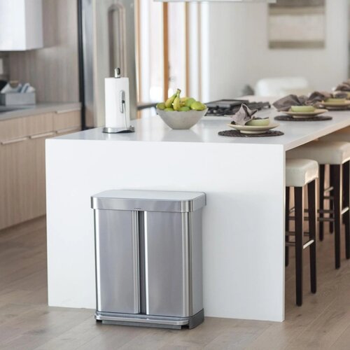 Simplehuman Pedálový odpadkový kôš na triedený odpad, 58 l, kefovaná oceľ, FPP