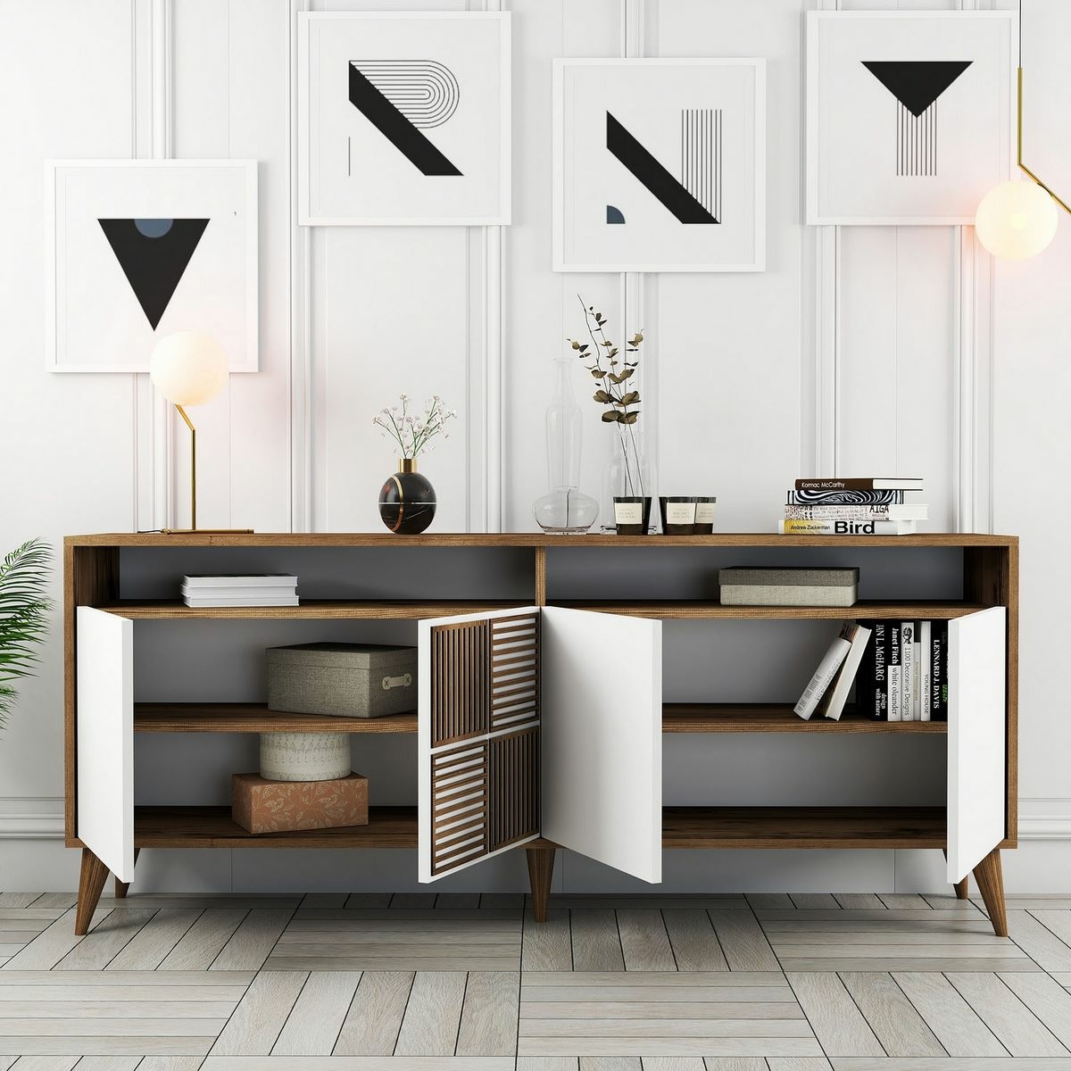Skrinka Milan 2 Walnut and White