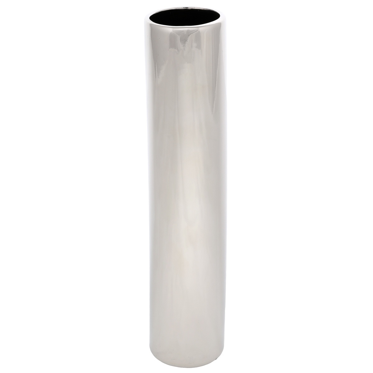 Levně Keramická váza Tube, 5 x 24 x 5 cm, stříbrná