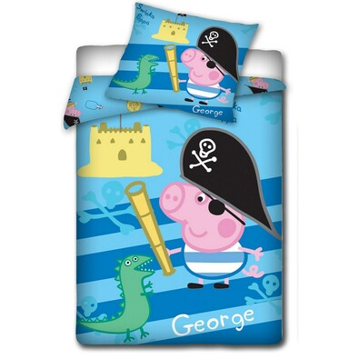 Dětské bavlněné povlečení Peppa Pig - George pirát, 140 x 200 cm, 70 x 80 cm