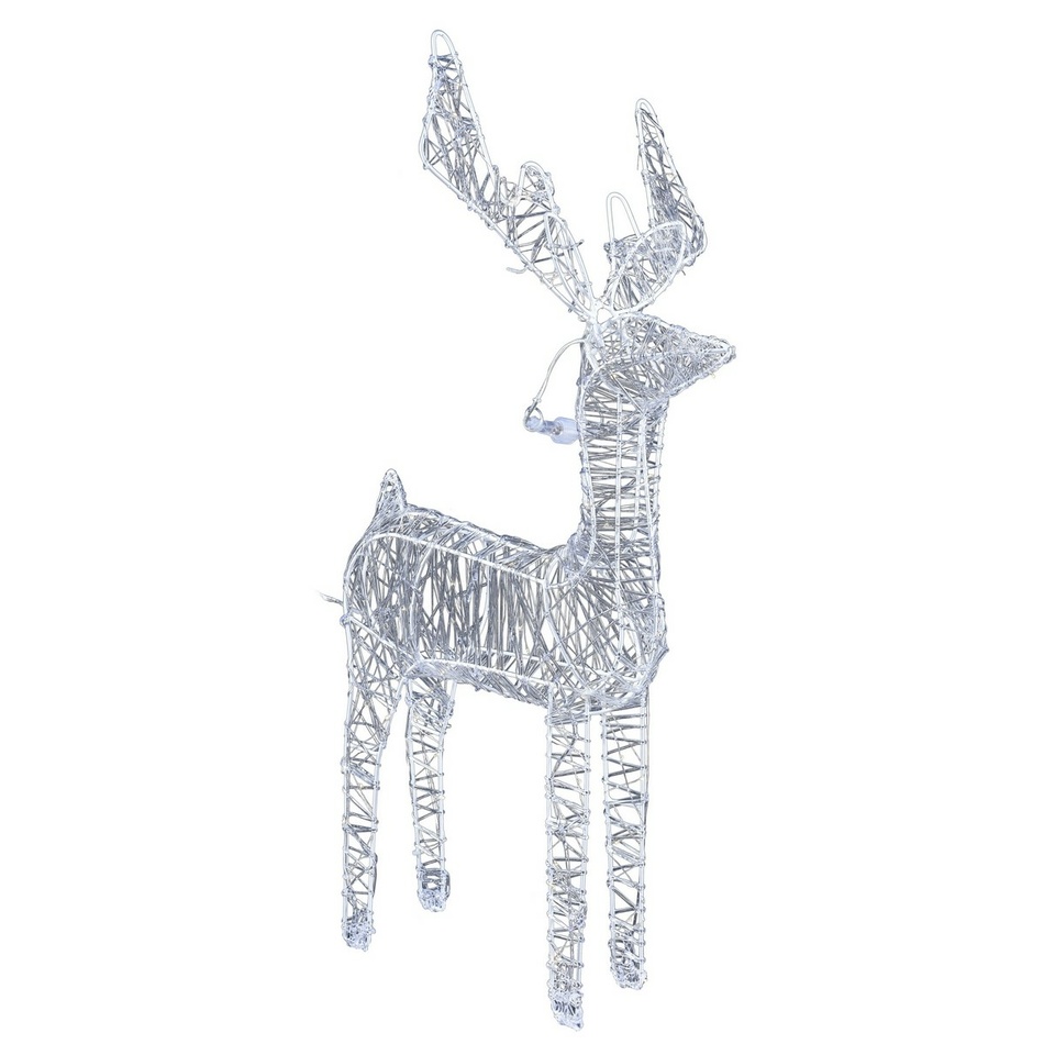 Decorațiune din sârmă Reindeer, de Crăciun, argintiu, 80 LED-uri