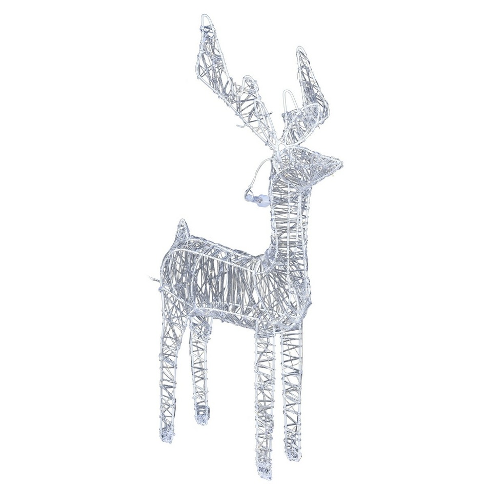 Vánoční drátěná dekorace Reindeer stříbrná, 80 LED