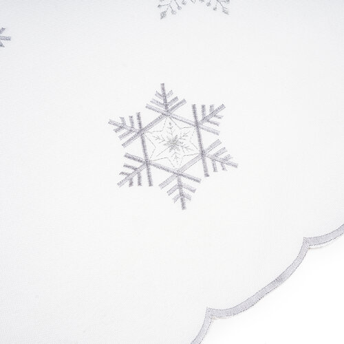 Vianočný obrus Vločky biela, 40 x 90 cm