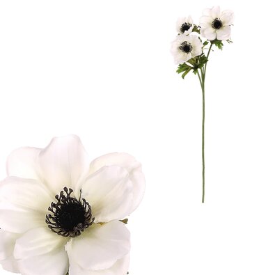 Anemone művirág, 3 virág, 15 x 15 x 55 cm , fehér