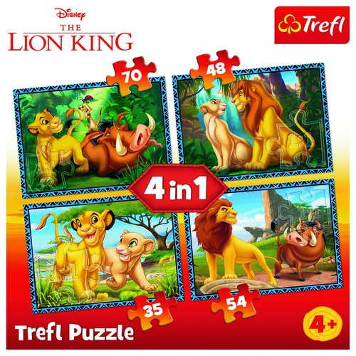 Trefl Puzzle Leví kráľ, 4 ks