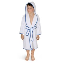 Дитячий махровий халат білий з блакитноюоблямівкою, 80 см