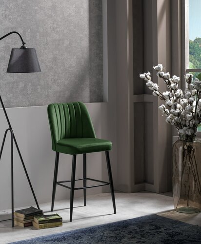 Barstuhl-Set Vento in Green and Black, 2 Stück