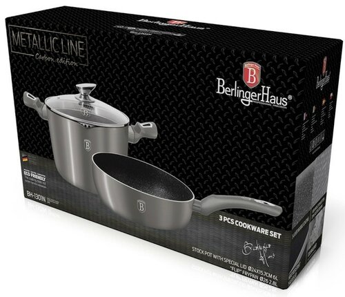 Set veselă 3 piese Berlinger Haus Carbon MetallicLine, cu capac de strecurare