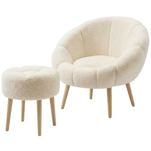 Fotoliu cu taburet Chair &amp; Pouf Cream