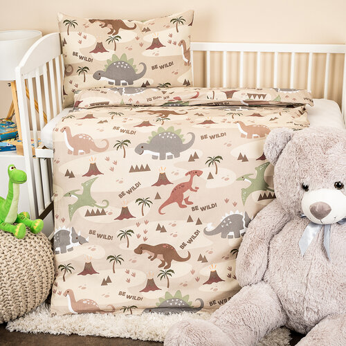 4Home Otroška bombažna posteljnina za otroškoposteljo Dino world, 100 x 135 cm, 40 x 60 cm