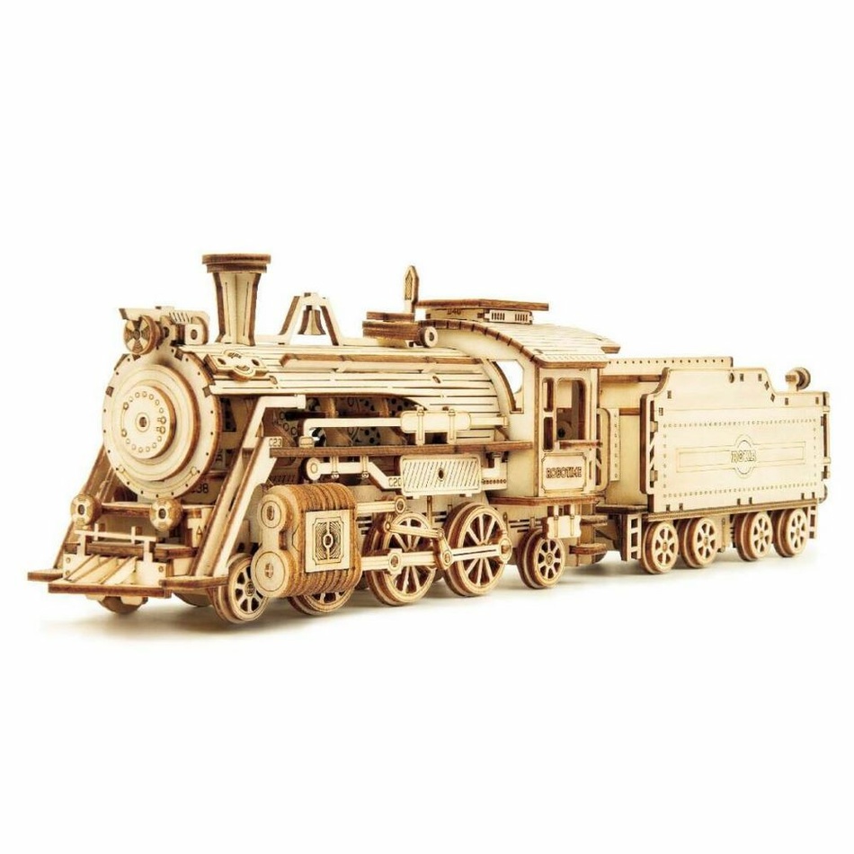 Fotografie RoboTime dřevěné 3D puzzle Parní lokomotiva