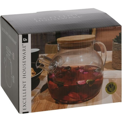 EH Steklena čajnik z bambusovim pokrovom, 1 l