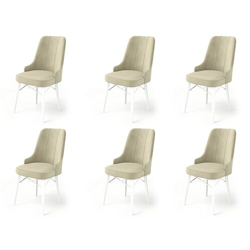 Set de scaune de sufragerie Pare Cream and White,6 buc.