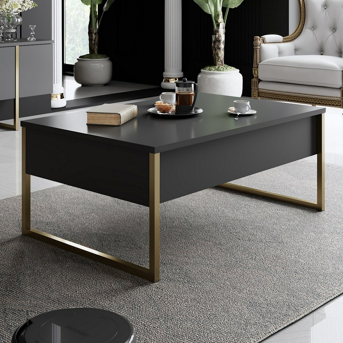 Konferenčný stolík Luxe Anthracite and Gold