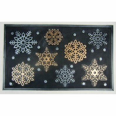 Gummi-Fußmatte Schneeflocken, 47 x 75 cmschwarz,