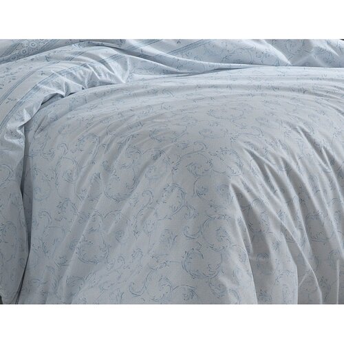 Бавовняна постільна білизна BedTex Плющ синій, 220x 200 см, 2x 70 x 90 см