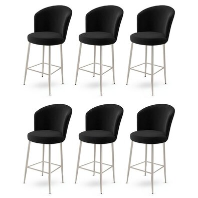 Barstuhl-Set Fora Black and Chrome, 6 Stück