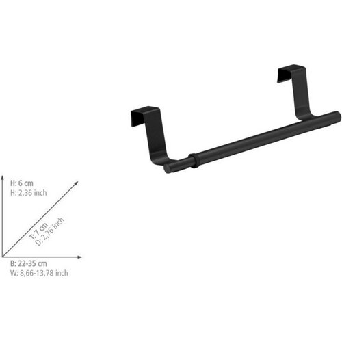 Suport reglabil pentru prosoape Wenko din oțelinoxidabil 22-35 cm, negru