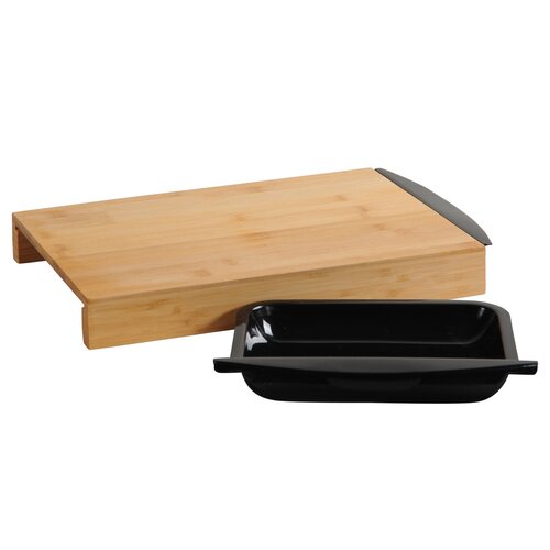 Kesper 58350 Placă de bambus cu tăviță, negru,  41x 25,5 x 4 cm