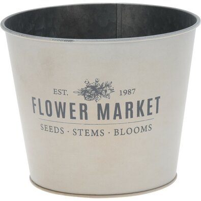 Flower market fém virágtartó kaspó, fehér, 17 x 14 cm