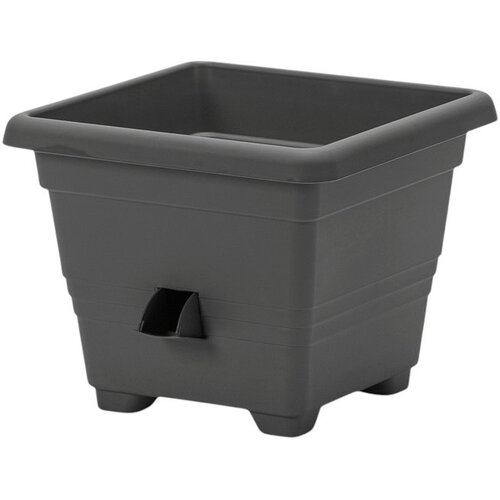 Ghiveci auto-udare BERGAMOT Plastia, gri, 25 x 25 cm