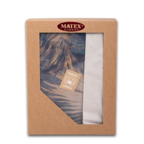 Obliečky zo zmesi bavlny a ľanu Vodné listy, 160 x 200 cm, 2 kusy 70 x 80 cm