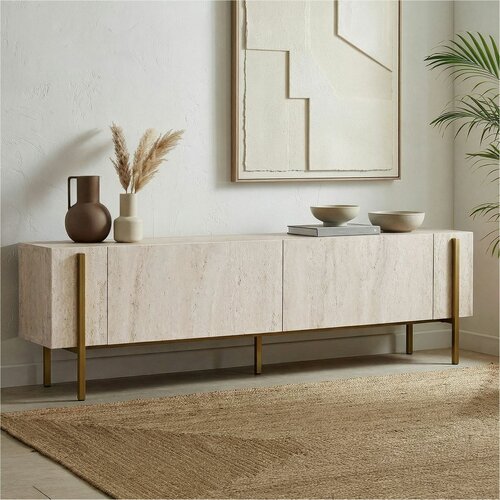 Glamour TV-szekrény – Travertine, Gold