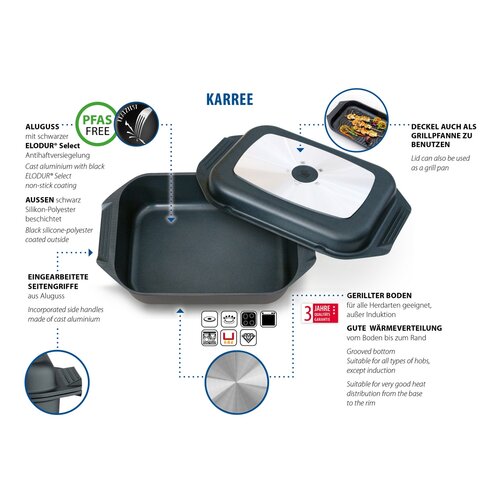 Elo 62042 Sütőedény grillfedéllel Karree 42 x 26cm