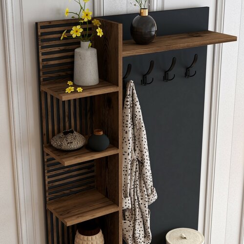 Viyana Walnut and, Anthracite faliakasztó  cipőtartóval és polcokkal