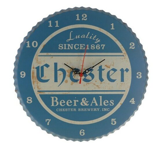Kovové hodiny Chester, modré, modrá, 34 x 1,5 cm