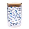 Glasdose mit Bambusdeckel Blaue Blumen, 840 ml