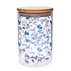 Skleněná dóza s bambusovým víčkem Modré květy, 840 ml