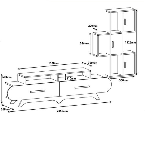 Televizní stolek se skříňkou Flora S White and  Walnut