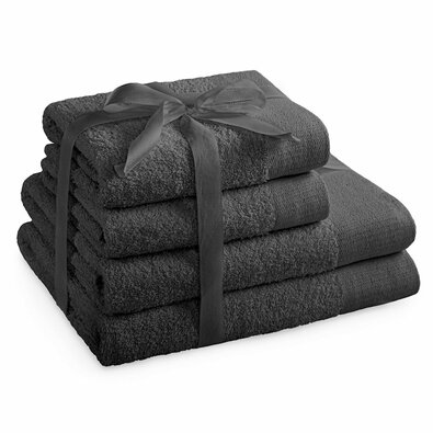 Restilo Handtuch- und Badetuch-Set Amari dunkelgrau, 2 Stk 50 x 100 cm, 2 Stk 70 x 140 cm