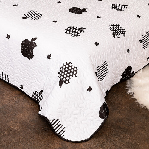 4Home Tagesdecke Obst Schwarz , 140 x 220 cm