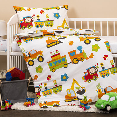 Lenjerie de pat pentru copii Mașinuțe, din bumbac ,90 x 140 cm, 45 x 65 cm