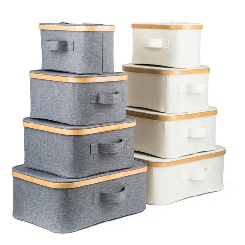 Сховище G21 30 x 15 x 15 см, бамбукове з кришкою,сіре